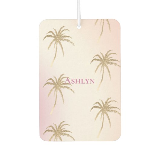 Blush Pink Gold Tropical Palm Trees Autolufterfrischer (Vorderseite)
