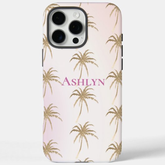 Blush Pink Gold Tropical Palm Trees Case-Mate iPhone Hülle (Rückseite)
