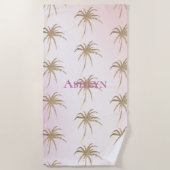 Blush Pink Gold Tropical Palm Trees Strandtuch (Vorderseite)