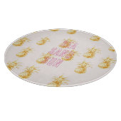 Blush Pink Gold Tropische Ananas Schneidebrett (Ecke)
