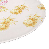 Blush Pink Gold Tropische Ananas Schneidebrett (Ecke)