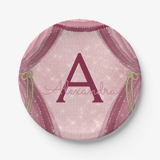 Blush Pink, Gold und Burgund Mädchen zum Geburtsta Pappteller (Vorderseite)