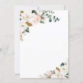 Blush Pink Gold und White Magnolia Bloral Wedding Einladung (Rückseite)