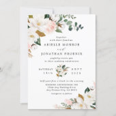 Blush Pink Gold und White Magnolia Bloral Wedding Einladung (Vorderseite)