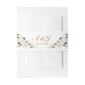 Blush Pink Gold und White Magnolia Bloral Wedding Einladungsbanderole (Vorderseite Beispiel)