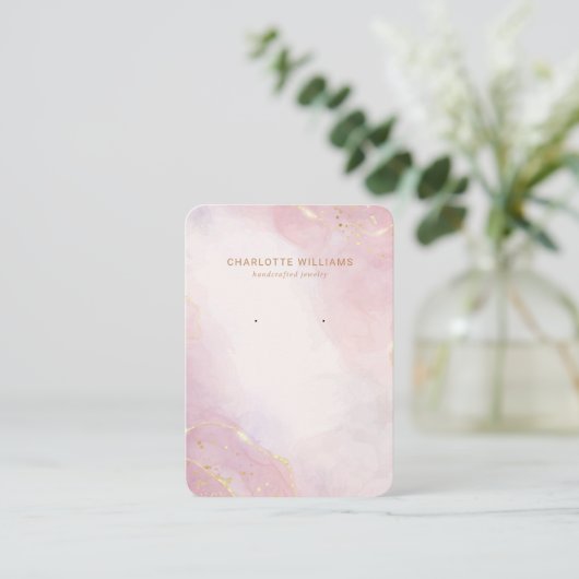 Blush Pink Gold Watercolor Schmuckkarte Visitenkarte (Stehend Vorderseite)