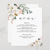 Blush Pink Gold Weißes Magnolia Blumenmenü (Vorne/Hinten)