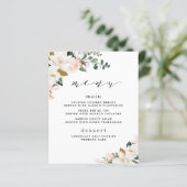 Blush Pink Gold Weißes Magnolia Blumenmenü (Stehend Vorderseite)