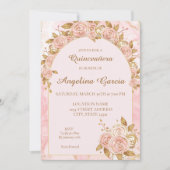 Blush Pink Gold Whimsical Quinceanera Einladung (Vorderseite)