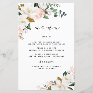 Blush Pink Gold White Floral Wedding Karten