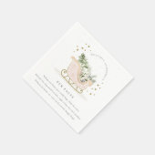 Blush Pink Gold Winter Schlitten Spaß Geburtstag Serviette (Ecke)