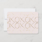 Blush Pink Gold XOXO Liebe Wedding RSVP Karte (Rückseite)
