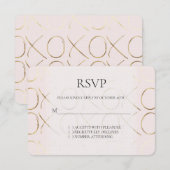 Blush Pink Gold XOXO Liebe Wedding RSVP Karte (Vorne/Hinten)