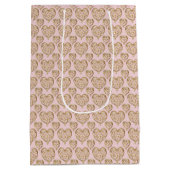 Blush Pink Golden Hearts Mother Day Mittlere Geschenktüte (Rückseite)