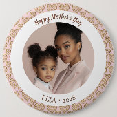 Blush Pink Golden Hearts Mother's Day Foto Button (Vorderseite)