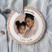 Blush Pink Golden Hearts Mother's Day Foto Button (Beispiel)
