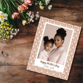 Blush Pink Golden Hearts Mother's Day Foto Karte