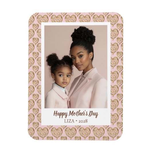 Blush Pink Golden Hearts Mother's Day Foto Magnet (Vertikal)