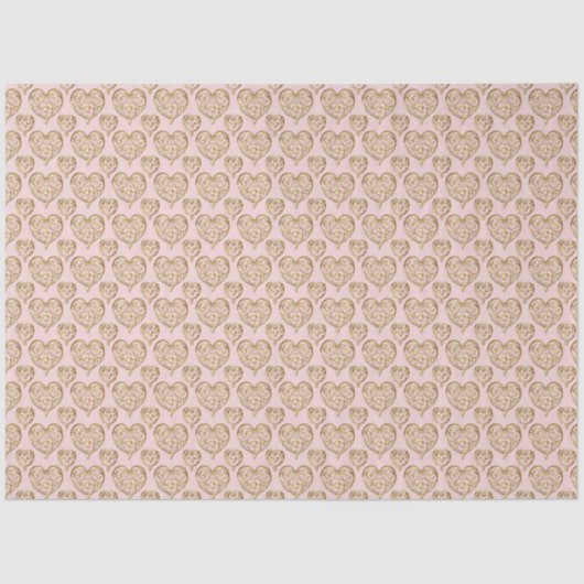 Blush Pink Golden Hearts Seidenpapier (Vorderseite)