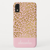 Blush Pink - Goldfolie Cheetah Print Monogram Case-Mate iPhone Hülle (Rückseite)