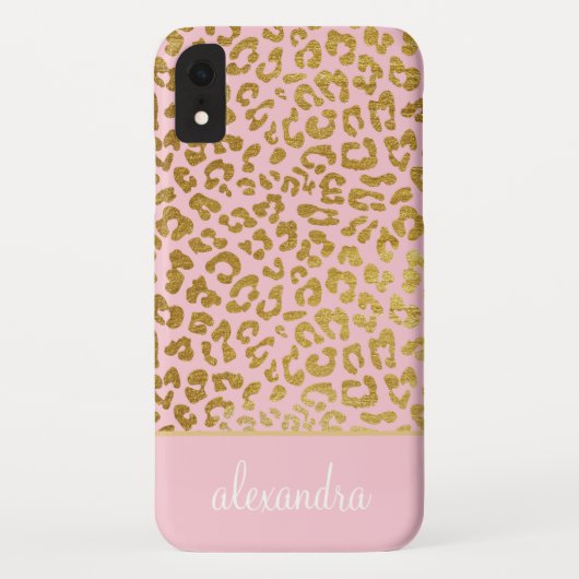 Blush Pink - Goldfolie Cheetah Print Monogram Case-Mate iPhone Hülle (Rückseite)