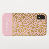 Blush Pink - Goldfolie Cheetah Print Monogram Case-Mate iPhone Hülle (Rückseite (Horizontal))