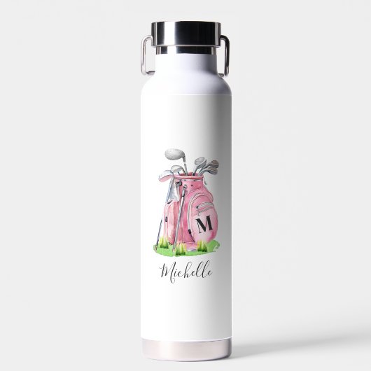 Blush Pink Golf Monogram Trinkflasche (Vorne)