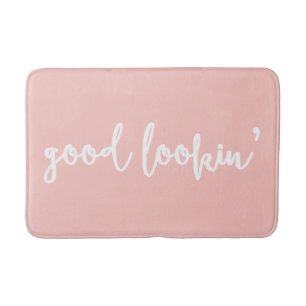 Blush Pink Good Lookin' Kalligrafie-Skript Badematte