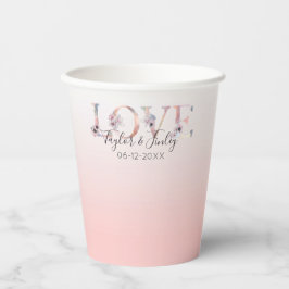 Blush Pink Gradient Elegante Liebe Hochzeit Pappbecher