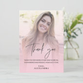 Blush Pink Gradient Foto Geburtstag Danke Karte (Stehend Vorderseite)