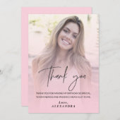 Blush Pink Gradient Foto Geburtstag Danke Karte (Vorne/Hinten)