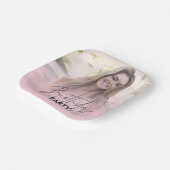 Blush Pink Gradient Personalisiertes Foto Geburtst Pappteller (Gewinkelt)