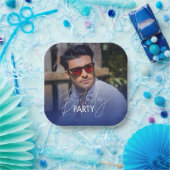 Blush Pink Gradient Personalisiertes Foto Geburtst Pappteller (Party)