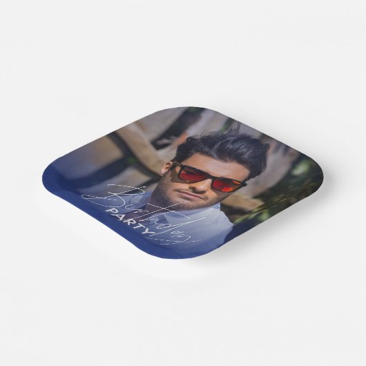 Blush Pink Gradient Personalisiertes Foto Geburtst Pappteller (Gewinkelt)