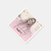 Blush Pink Gradient Personalisiertes Foto Geburtst Serviette (Ecke)