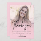Blush Pink Gradient Photo Birthday Thank you card Einladung (Vorne/Hinten)