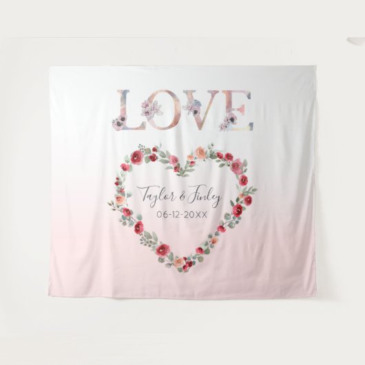 Blush Pink Gradient Selfie Liebe Hintergrund Hochz Wandteppich (Vorderseite (Horizontal))