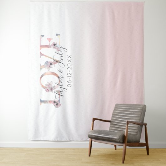 Blush Pink Gradient Selfie Liebe Hintergrund Hochz Wandteppich (Beispiel)