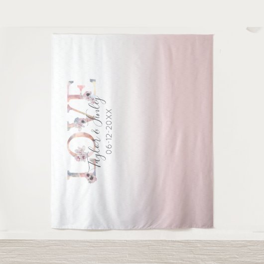 Blush Pink Gradient Selfie Liebe Hintergrund Hochz Wandteppich (Vorderseite)