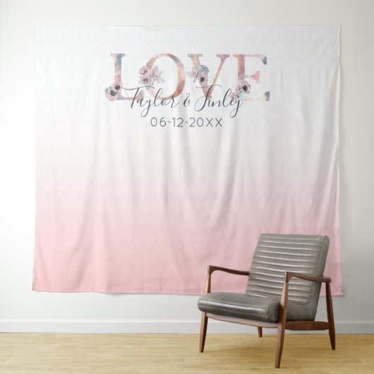 Blush Pink Gradient Selfie Liebe Hintergrund Hochz Wandteppich (Beispiel (Horizontal))