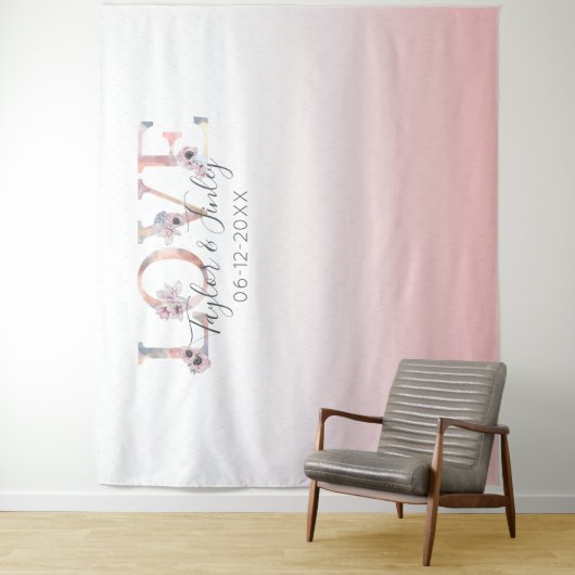 Blush Pink Gradient Selfie Liebe Hintergrund Hochz Wandteppich (Beispiel)