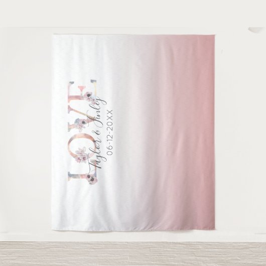 Blush Pink Gradient Selfie Liebe Hintergrund Hochz Wandteppich (Vorderseite)