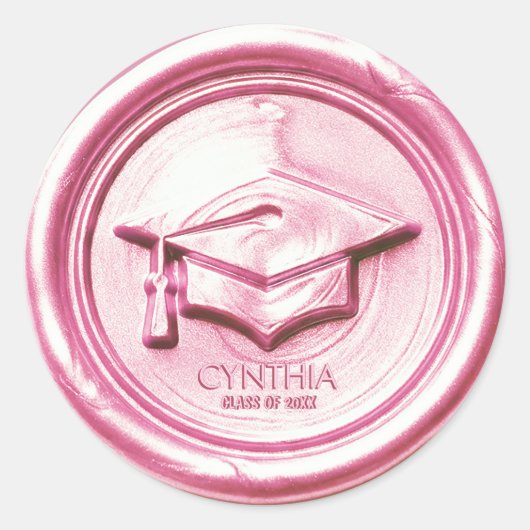 Blush Pink Graduation Cap  Wax Seal Runder Aufkleber (Vorderseite)