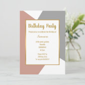 BLUSH PINK GRAU AQUAMARINE ABSTRAKTE PATTERN GEBUR EINLADUNG (Stehend Vorderseite)