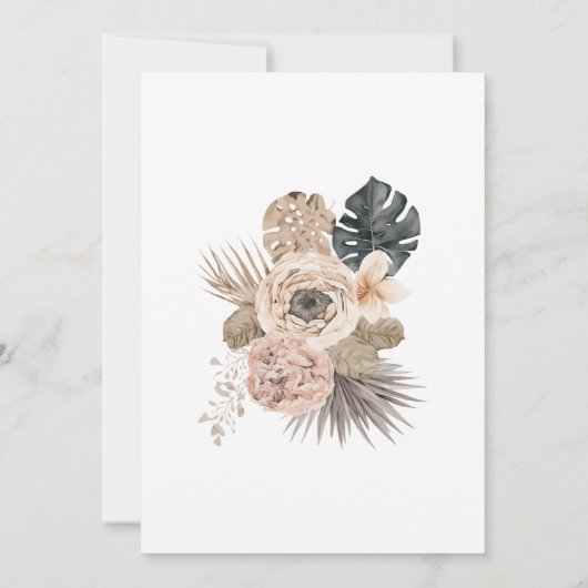 Blush Pink Grau Beige Boho Brautparty Einladung (Rückseite)