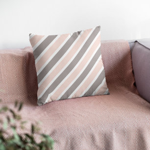 Blush Pink Grau-Diagonal Streifen Kissen Kissen