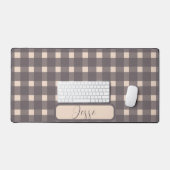 Blush Pink Grau Gingham Pattern Schreibtischunterlage (Tastatur & Maus)