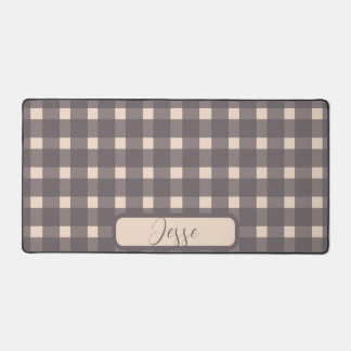 Blush Pink Grau Gingham Pattern Schreibtischunterlage