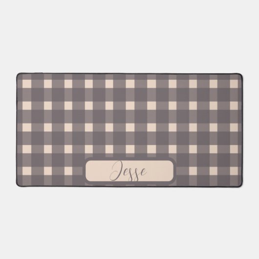 Blush Pink Grau Gingham Pattern Schreibtischunterlage (Vorderseite)