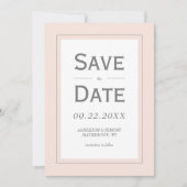 Blush Pink Grau Modernes Minimalistisches Vertikal Save The Date (Vorderseite)
